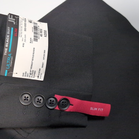 JF J.Ferrar Ultra Comfort Slim Black Suit Blazer - Picture 5 of 6